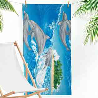 Вафельное полотенце 80*150 Игривые дельфины